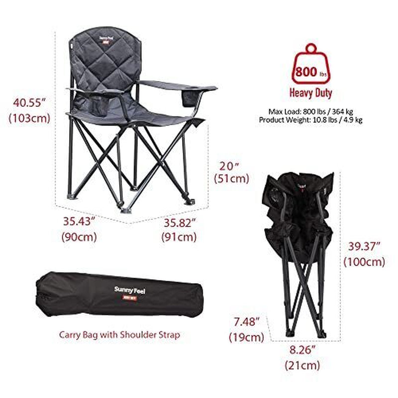 XXL Oversized Camping Chair Heavy Duty 800 LBS for Big Tall Carbon Black-2Set