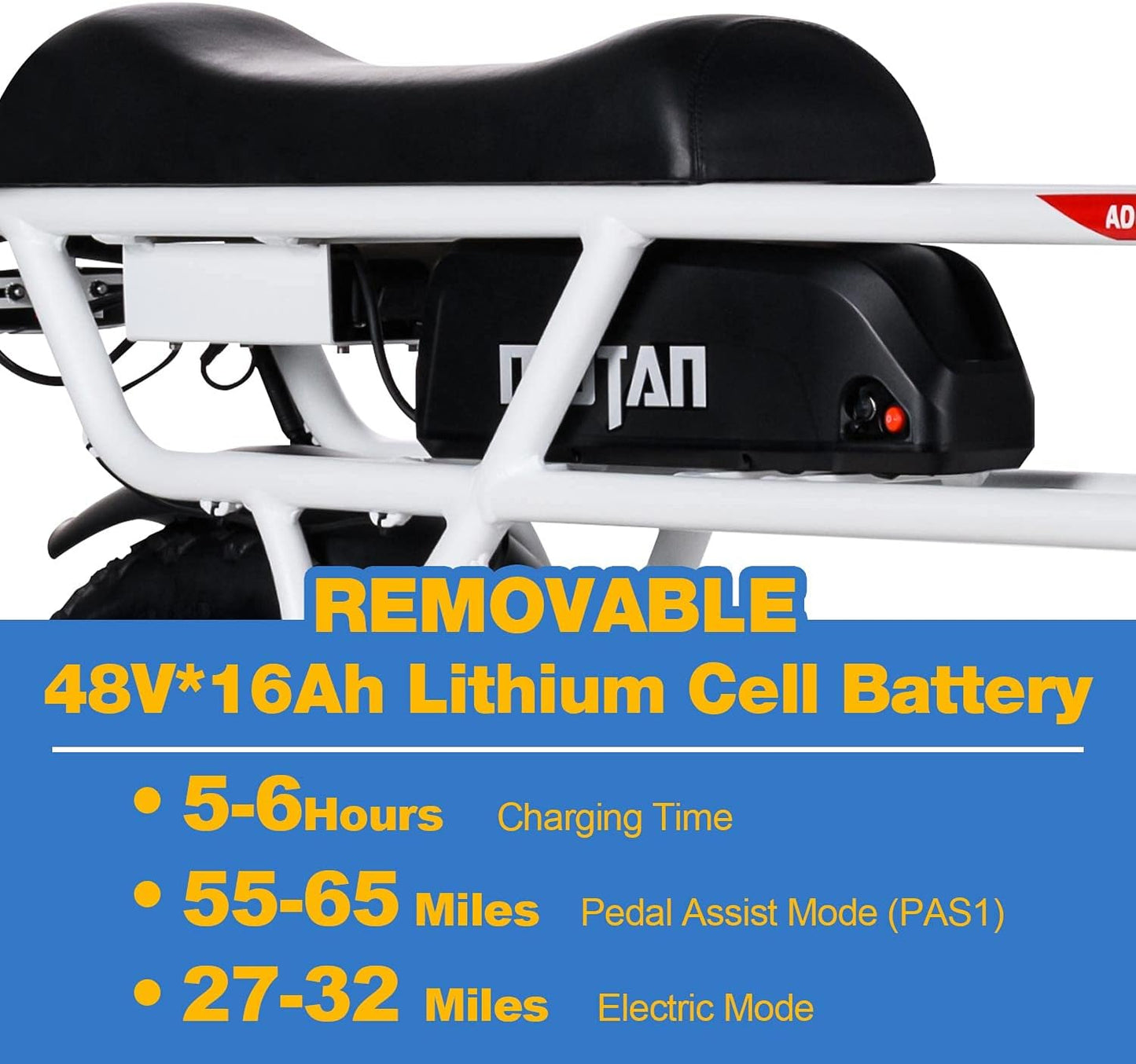 M-70 R7 Electric Bike for Adult, 750W 105Miles 48V 20Ah Removable Battery 20" Fat Tire Electric Bicycle Moped Comfort Ebike Long Padded Banana Seat