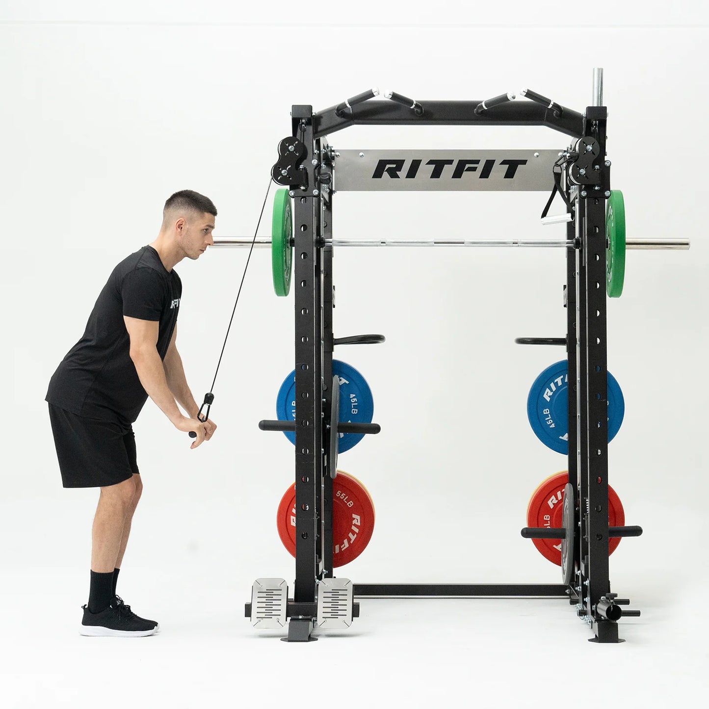 BUFFALO Multifunctional Smith Machine with Lat Pull down and Cable Crossover for Versatile Strength Training