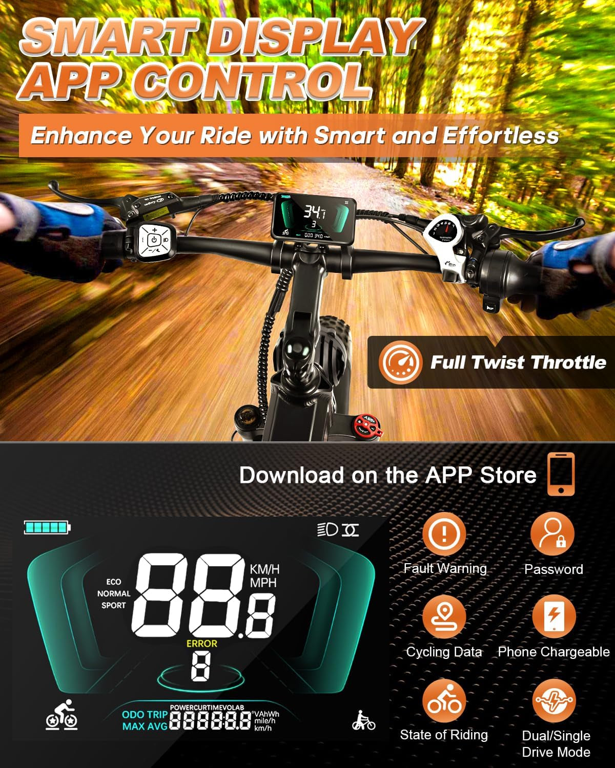 X3 Pro Electric Bike 2000W Dual Motor/1200W Full Suspension 1056WH Foldable 26 Inch Fat Tire Mountain Ebikes Adults 34-35MPH Fast Electric Bicycle APP Control/Smart Display