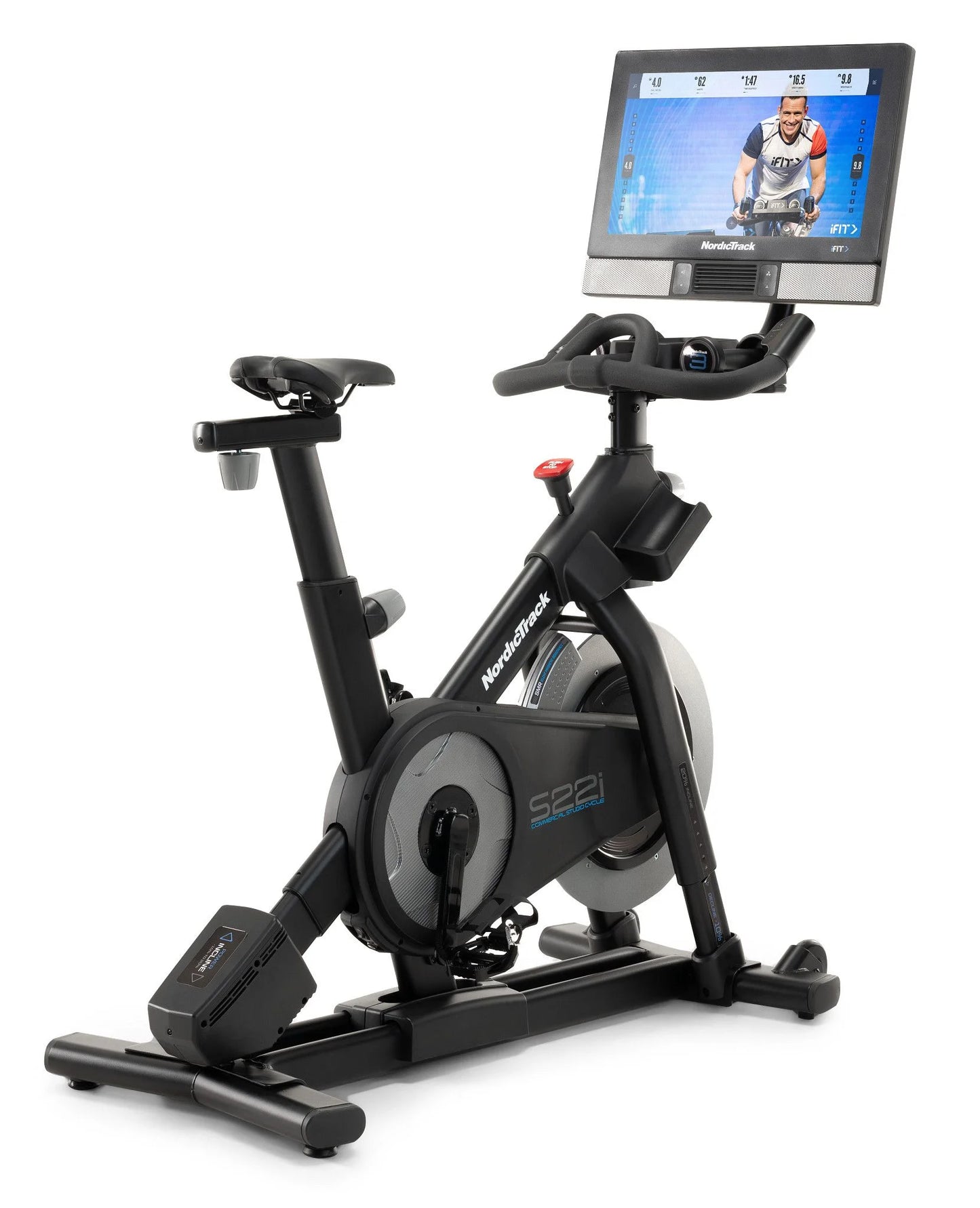 Commercial Series S22I; Ifit-Enabled Indoor Exercise Bike with 22 Inch Pivoting Touchscreen and Incline/Decline Functionality