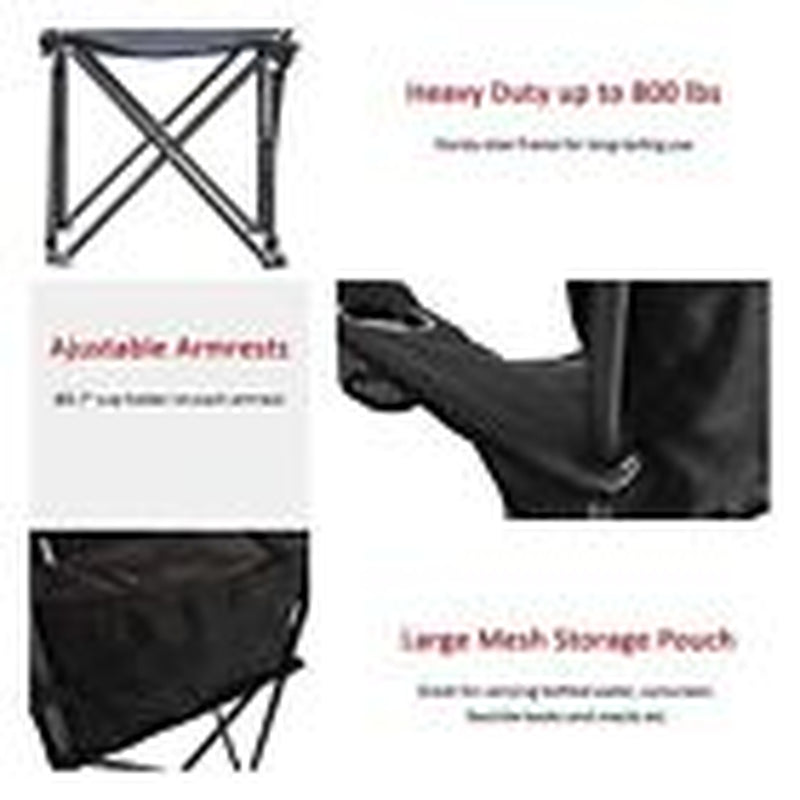 XXL Oversized Camping Chair Heavy Duty 800 LBS for Big Tall Carbon Black-2Set