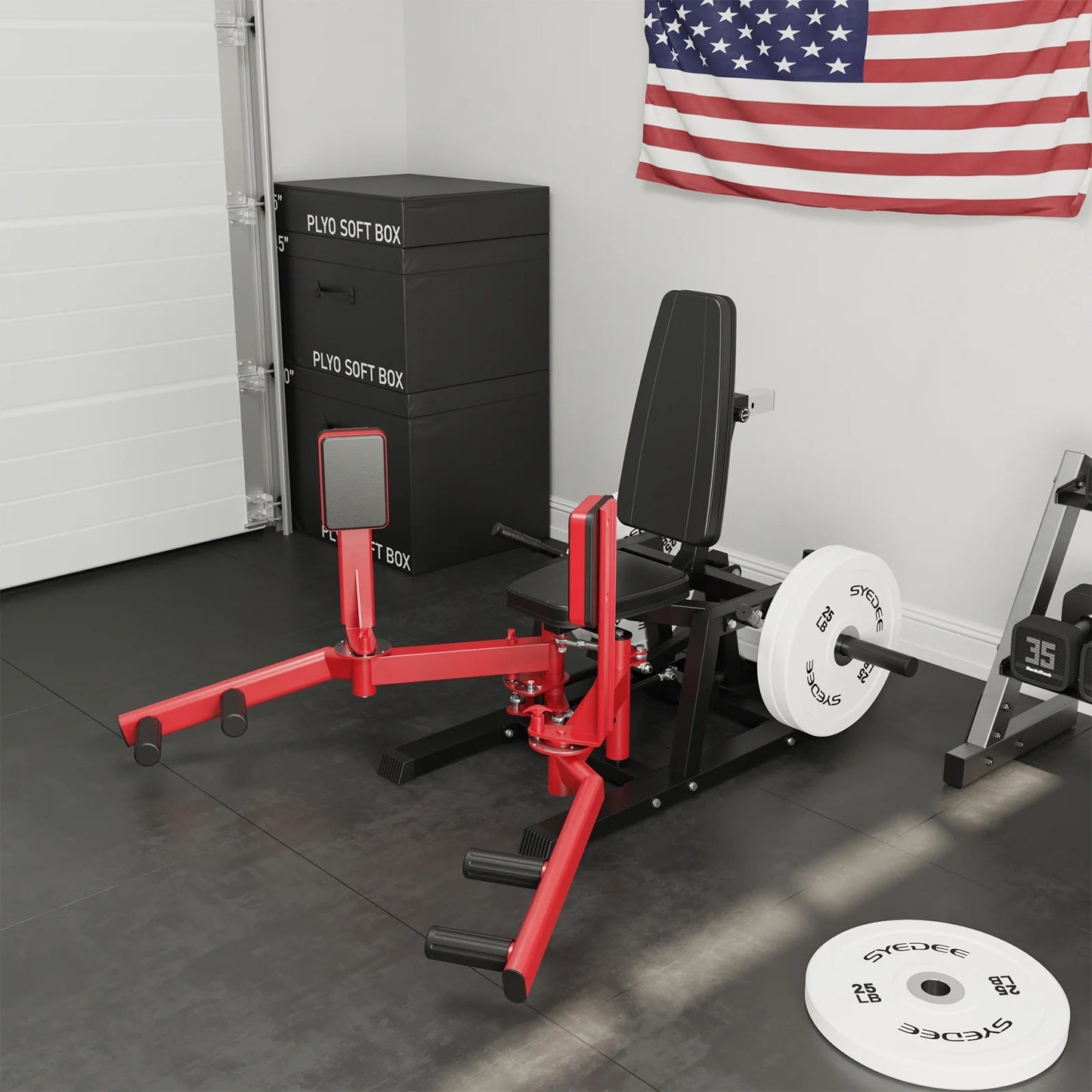 Hip Abductor Machine, Plate-Loaded Inner and Outer Thigh Machine, Thigh Master Hip Trainer, Hip Thrusters for Home Gym with 230Lbs Weight Plate