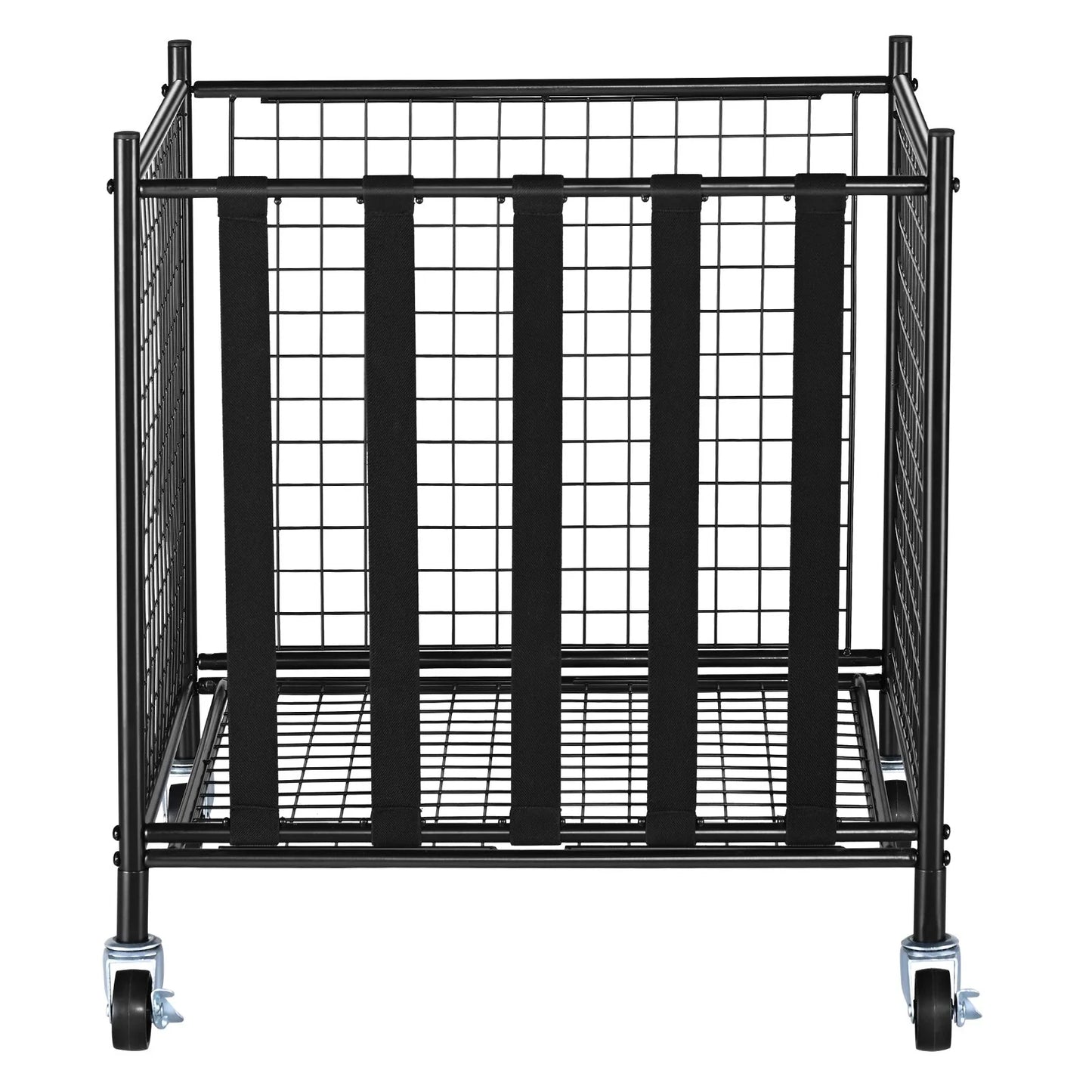 VEVOR Rolling Sports Ball Storage Cart, Lockable Basketball Cage with Elastic Straps, Sport Equipment Holder Organizer for Indoor Outdoor, Steel Storage Rack for Garages, Playgroup, Gym and Schools