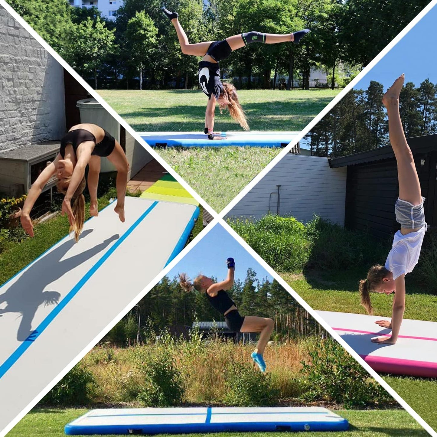 Carbon Air Mat Tumble Track 10Ft/13Ft/16Ft/20Ft/26Ft with Electric Air Pump, Inflatable Gymnastics Mat for Home, Best for Gymnastics, Cheerleading, Tumbling Mat