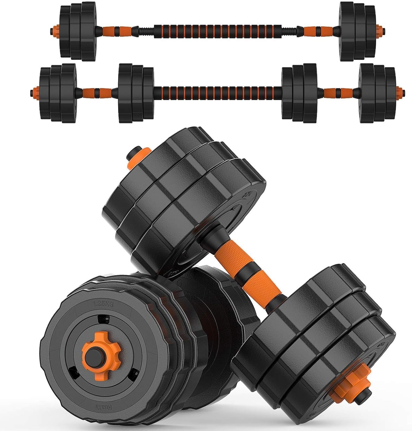 Adjustable Weights Barbell Dumbbells Set, Weights Dumbbells Non-Slip Neoprene Hand Weights with Connecting Rod for Adults Women Men Fitness,Home Gym Exercise Training Equipment