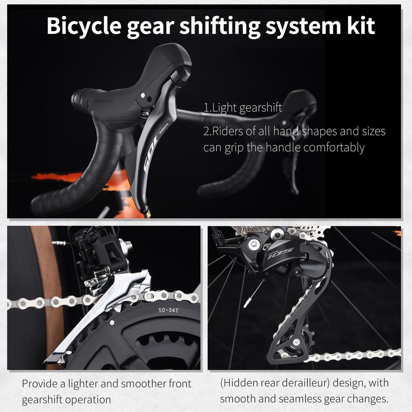 Carbon Fibre Road Bike, Hydraulic Oil Disc Bike with Carbon Fibre Frame and Wheelset, Lightweight Full Carbon Fibre Racing Bike with 105 R7120 24S Shift Set for Adults