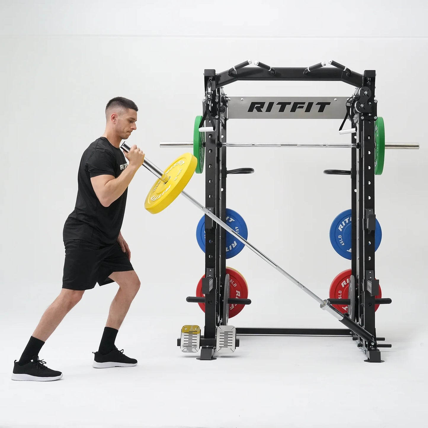 BUFFALO Multifunctional Smith Machine with Lat Pull down and Cable Crossover for Versatile Strength Training