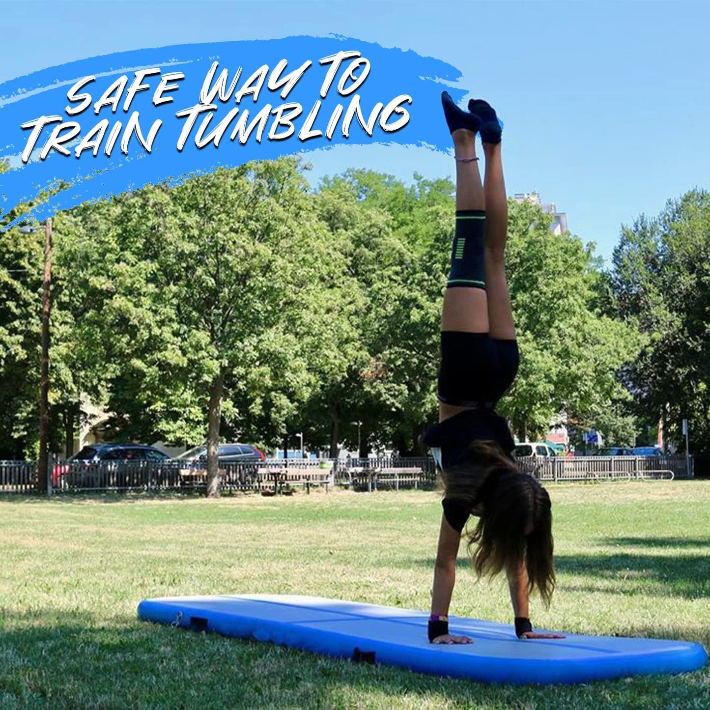 Carbon Air Mat Tumble Track 10Ft/13Ft/16Ft/20Ft/26Ft with Electric Air Pump, Inflatable Gymnastics Mat for Home, Best for Gymnastics, Cheerleading, Tumbling Mat