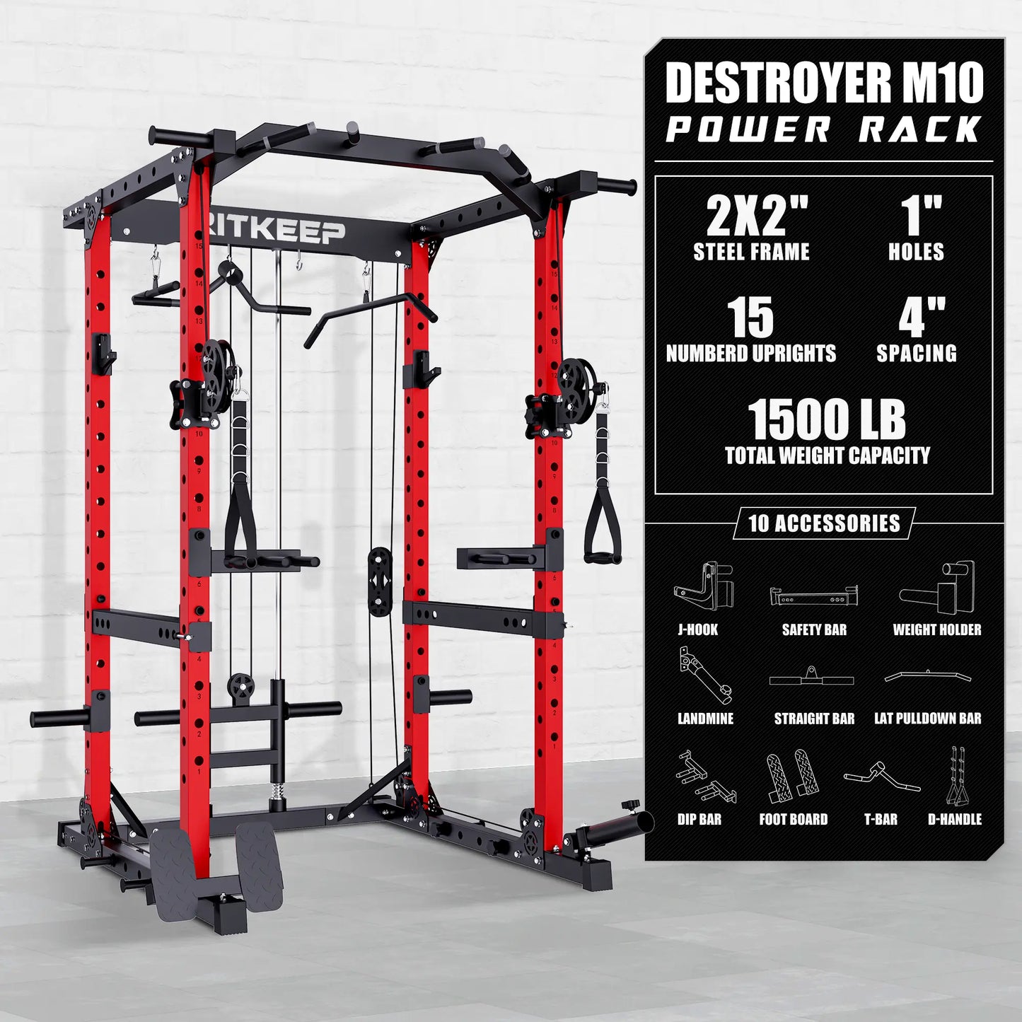 Destroyer M10 ALL-IN-ONE Power Rack Fitness Equipment Package