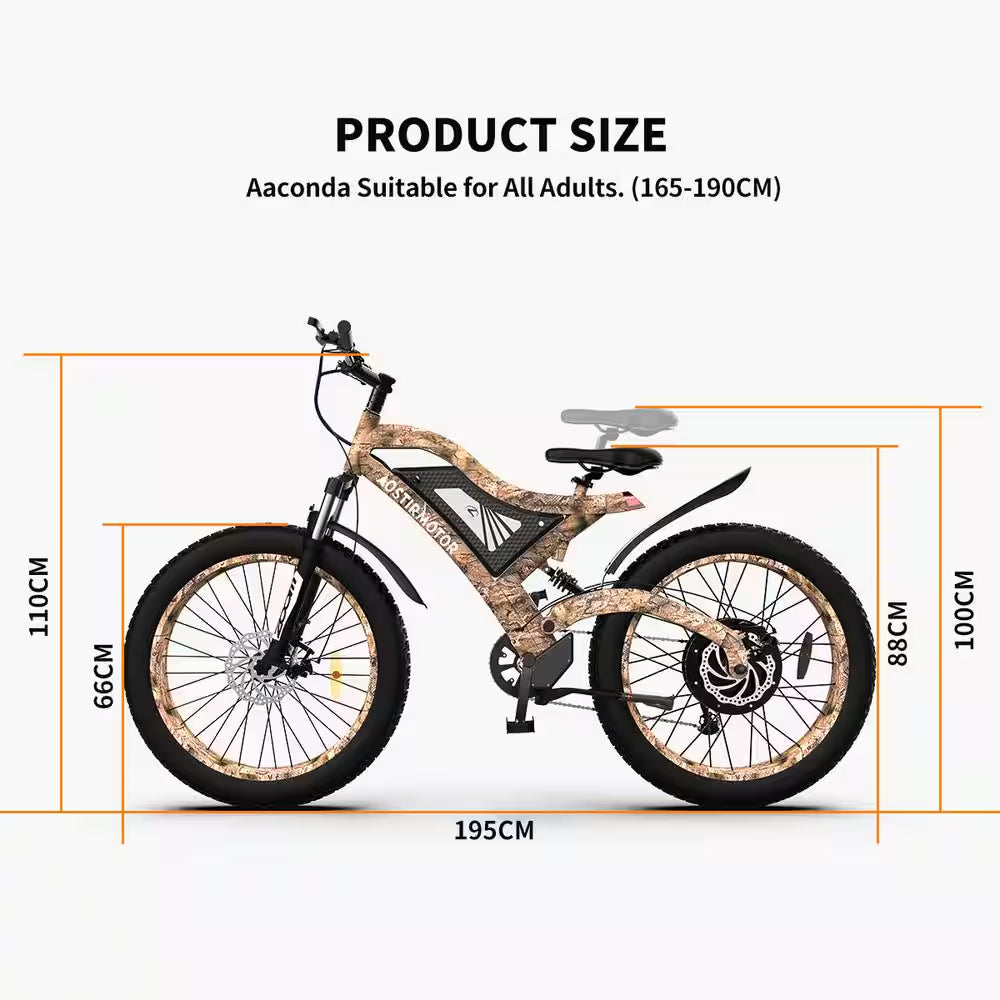 26 In.1500W Electric Bike 48V 15AH Removable Lithium Battery Ebike Mountain Bicycle