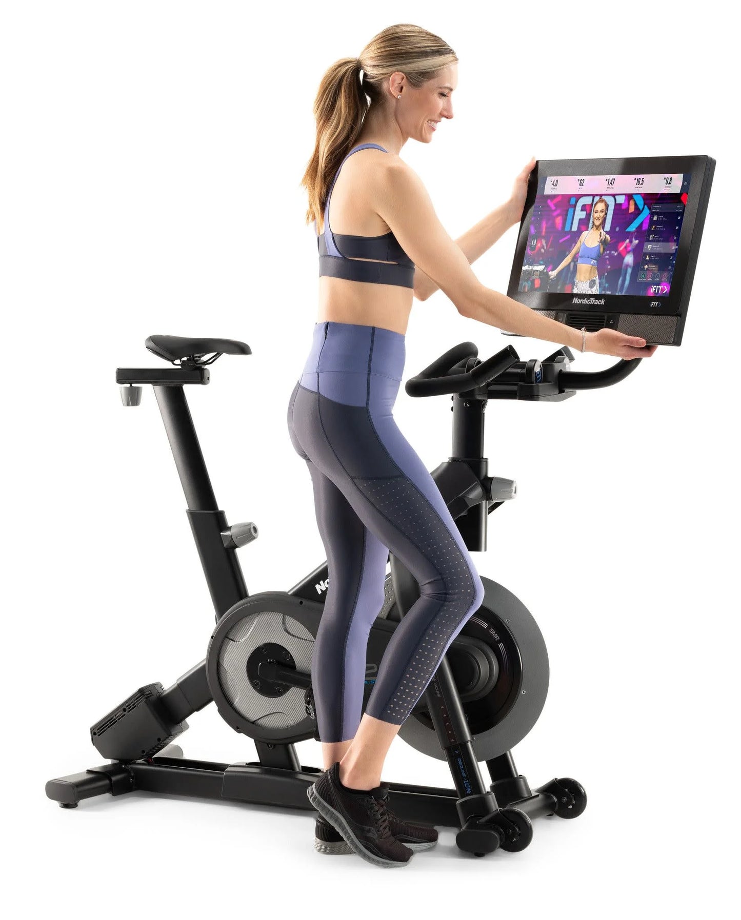 Commercial Series S22I; Ifit-Enabled Indoor Exercise Bike with 22 Inch Pivoting Touchscreen and Incline/Decline Functionality