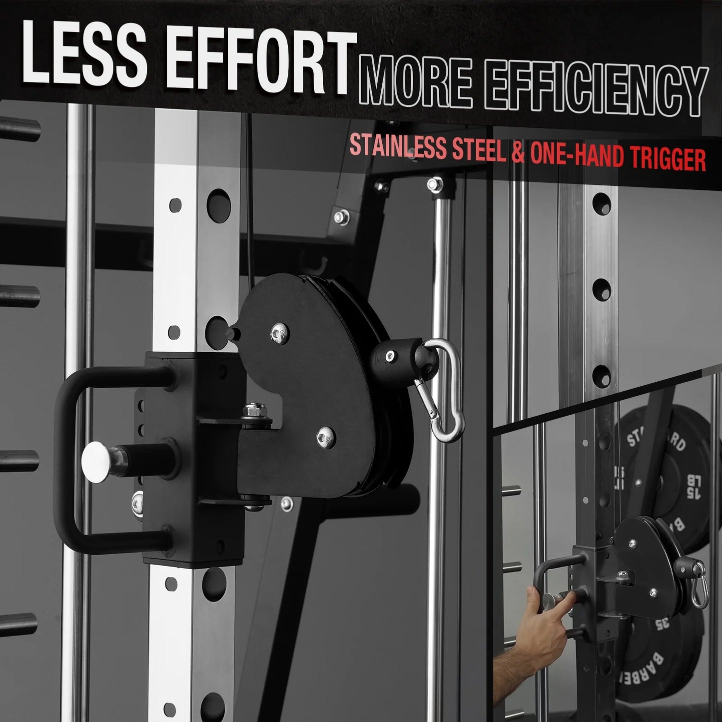 Smith Machine Home Gym, 2200 Lbs Power Rack Cage with Cable Crossover, Weight Bar, 360° Landmine, Barbell Holders and Other Attachments, Total Body Strength Training Cage