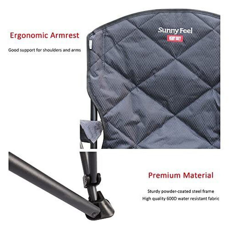 XXL Oversized Camping Chair Heavy Duty 800 LBS for Big Tall Carbon Black-2Set
