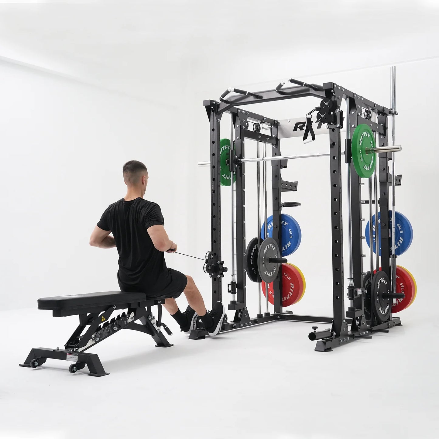 BUFFALO Multifunctional Smith Machine with Lat Pull down and Cable Crossover for Versatile Strength Training