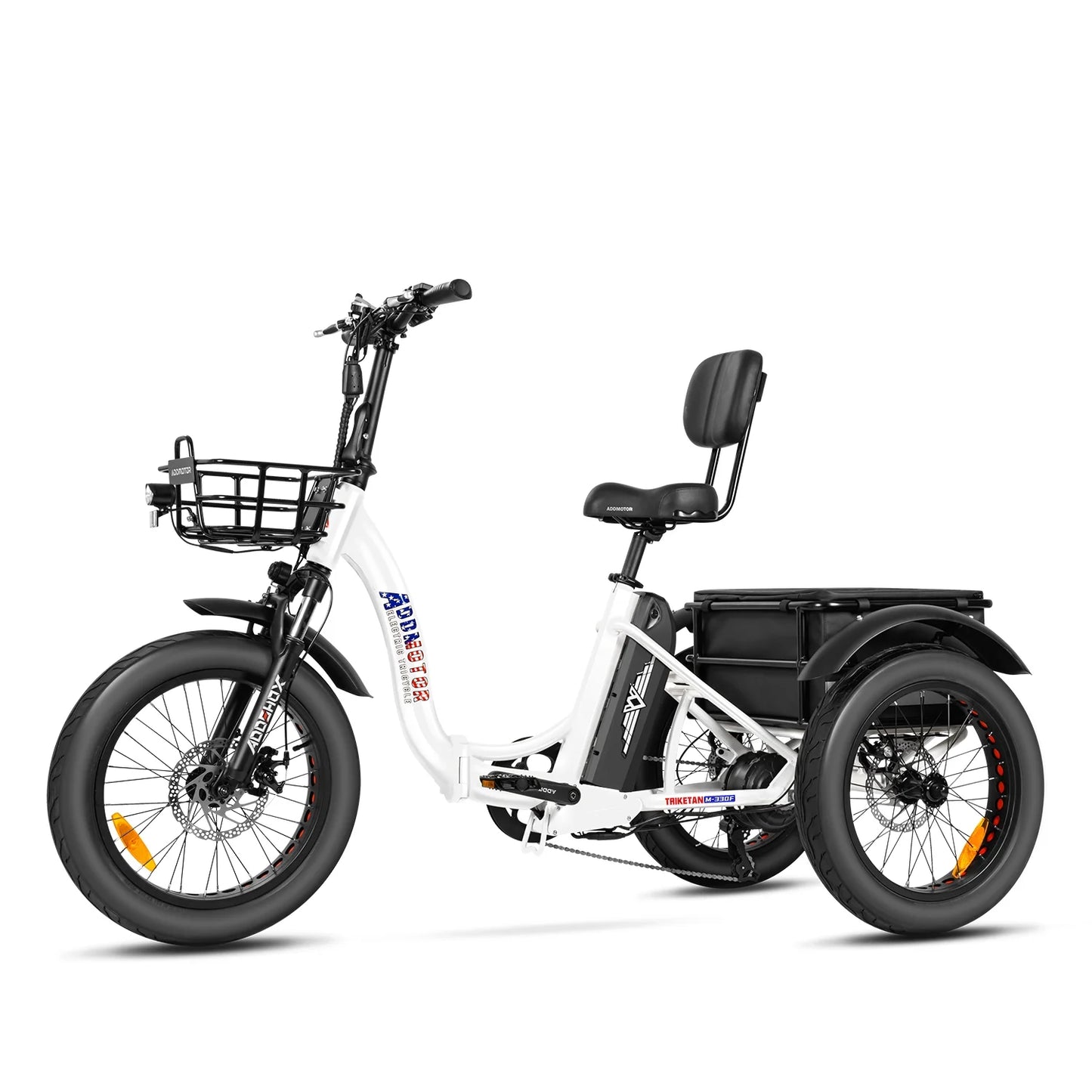 Electric Trike, 750W Foldable Electric Tricycle, Folding Electric Trike for Adults,48V 20Ah Removable Battery,20" Fat Tire Electric Trikes with Rear Speed Differential,M-330F White
