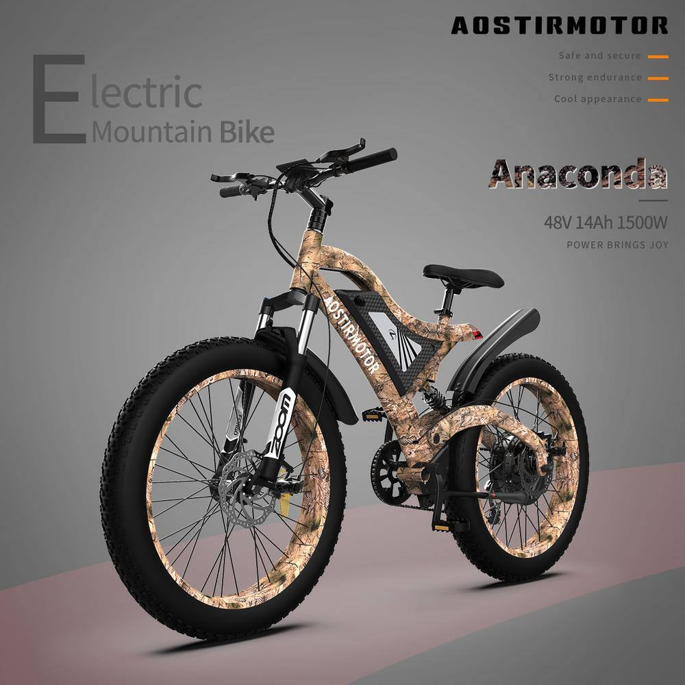 26 In.1500W Electric Bike 48V 15AH Removable Lithium Battery Ebike Mountain Bicycle