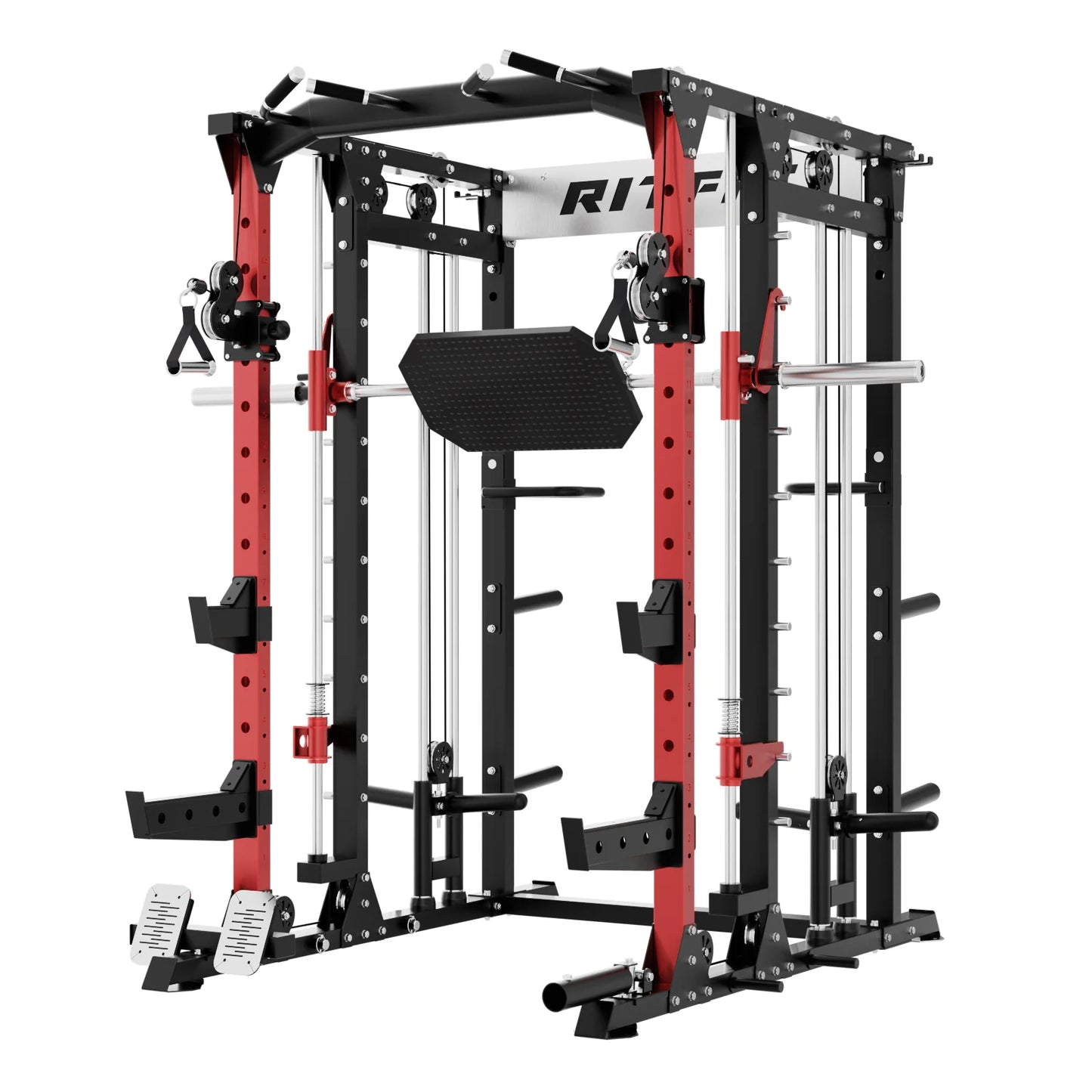BUFFALO Multifunctional Smith Machine with Lat Pull down and Cable Crossover for Versatile Strength Training