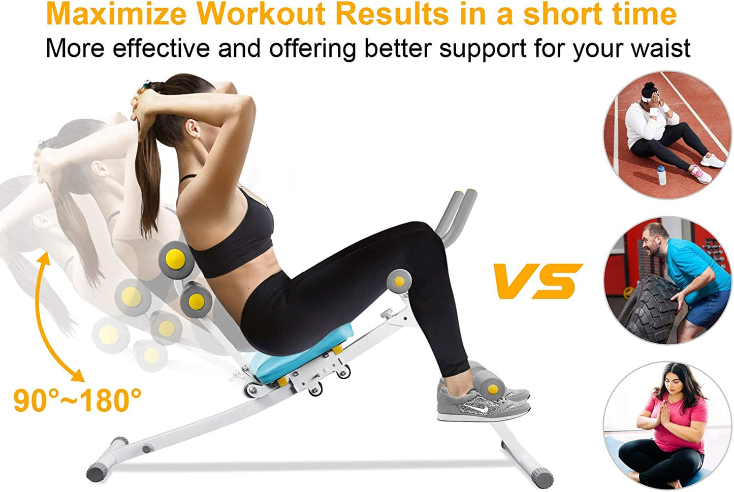 Core&Abdominal Trainers Abdominal Workout Machine,Whole Body Workout Equipment for Leg,Thighs,Buttocks,Rodeo,Height Adjustable Sit-Up Exercise Home Ab Trainer with LCD Display. (Blue09036)