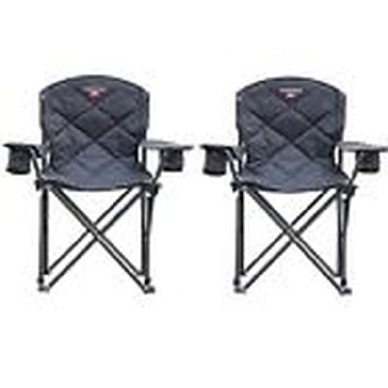XXL Oversized Camping Chair Heavy Duty 800 LBS for Big Tall Carbon Black-2Set