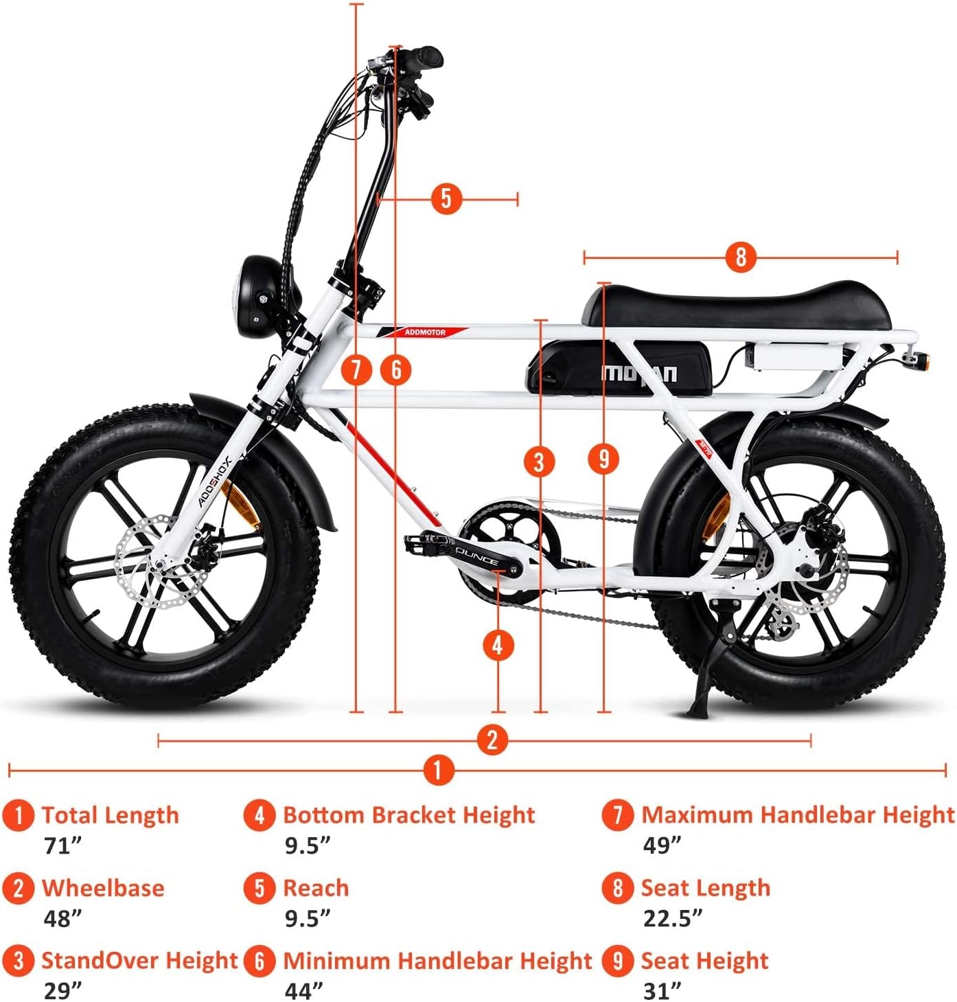 M-70 R7 Electric Bike for Adult, 750W 105Miles 48V 20Ah Removable Battery 20" Fat Tire Electric Bicycle Moped Comfort Ebike Long Padded Banana Seat