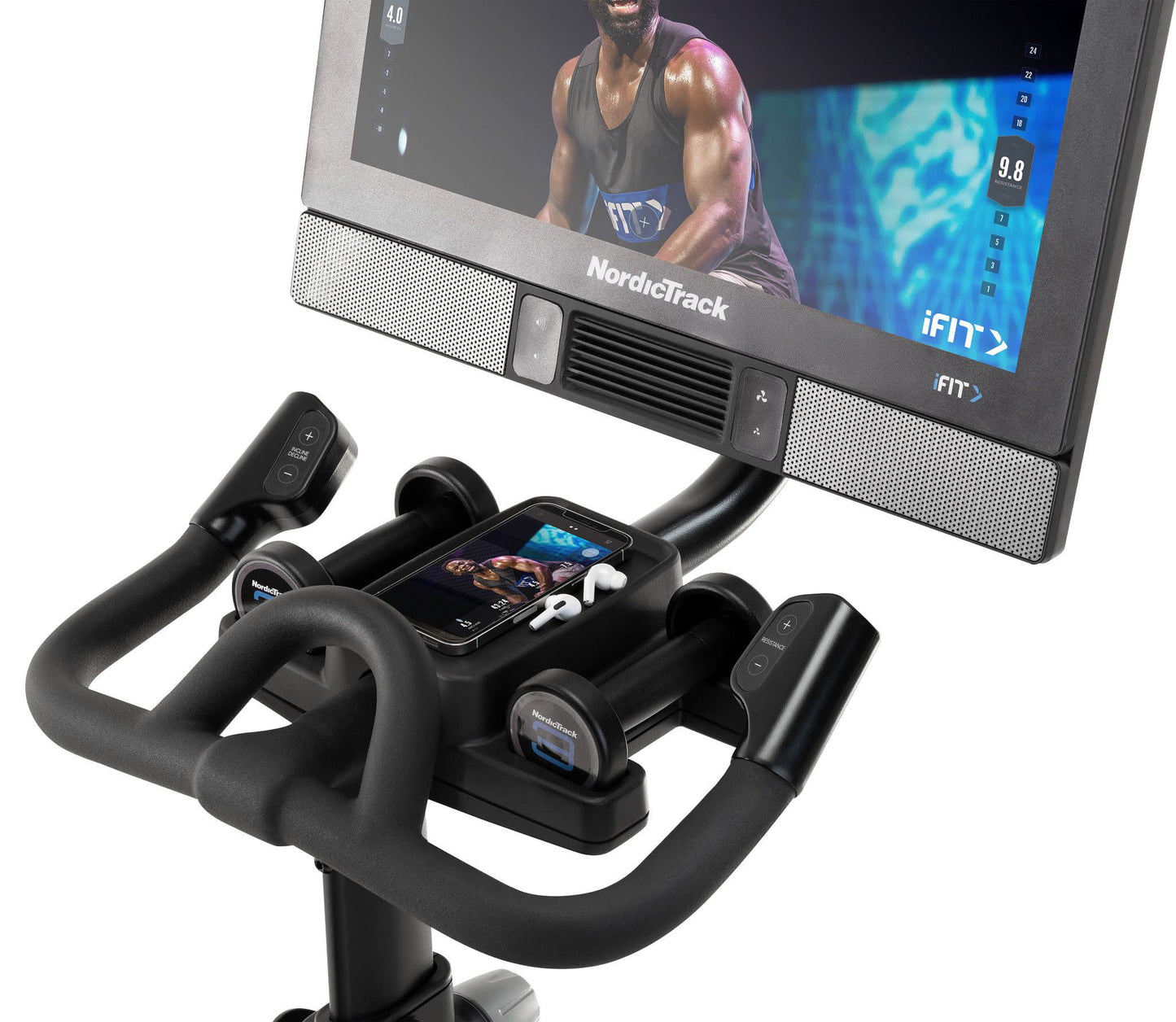 Commercial Series S22I; Ifit-Enabled Indoor Exercise Bike with 22 Inch Pivoting Touchscreen and Incline/Decline Functionality