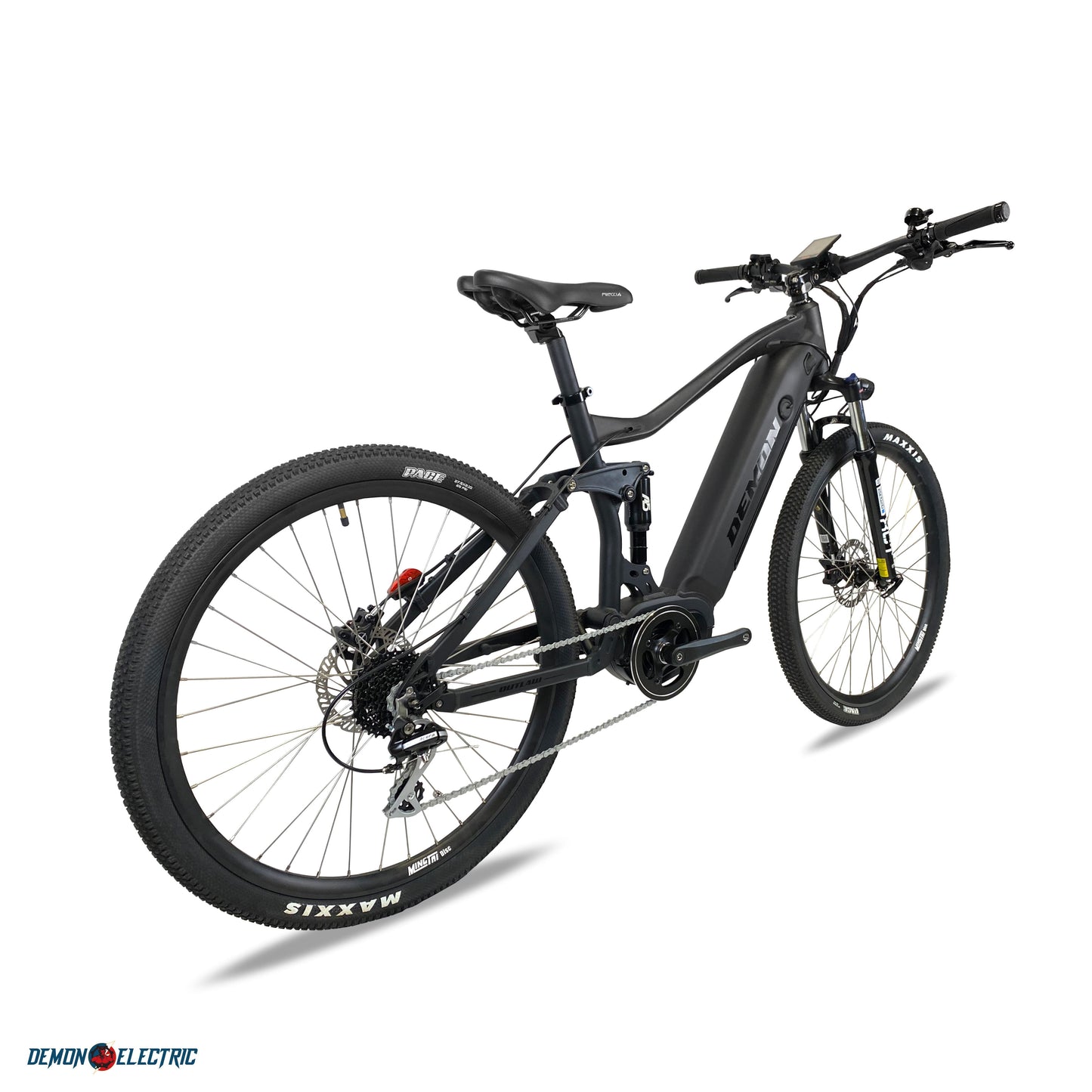 Demon Outlaw 27.5" X 2.1" Tires, 350W Mid-Drive Mountain Electric Bike, 48V 13.4Ah Removable Battery, 50-60Km/31-37Mi Range, Hydraulic Brakes, Front & Rear Suspension, Shimano 8 Speed Gear - Black