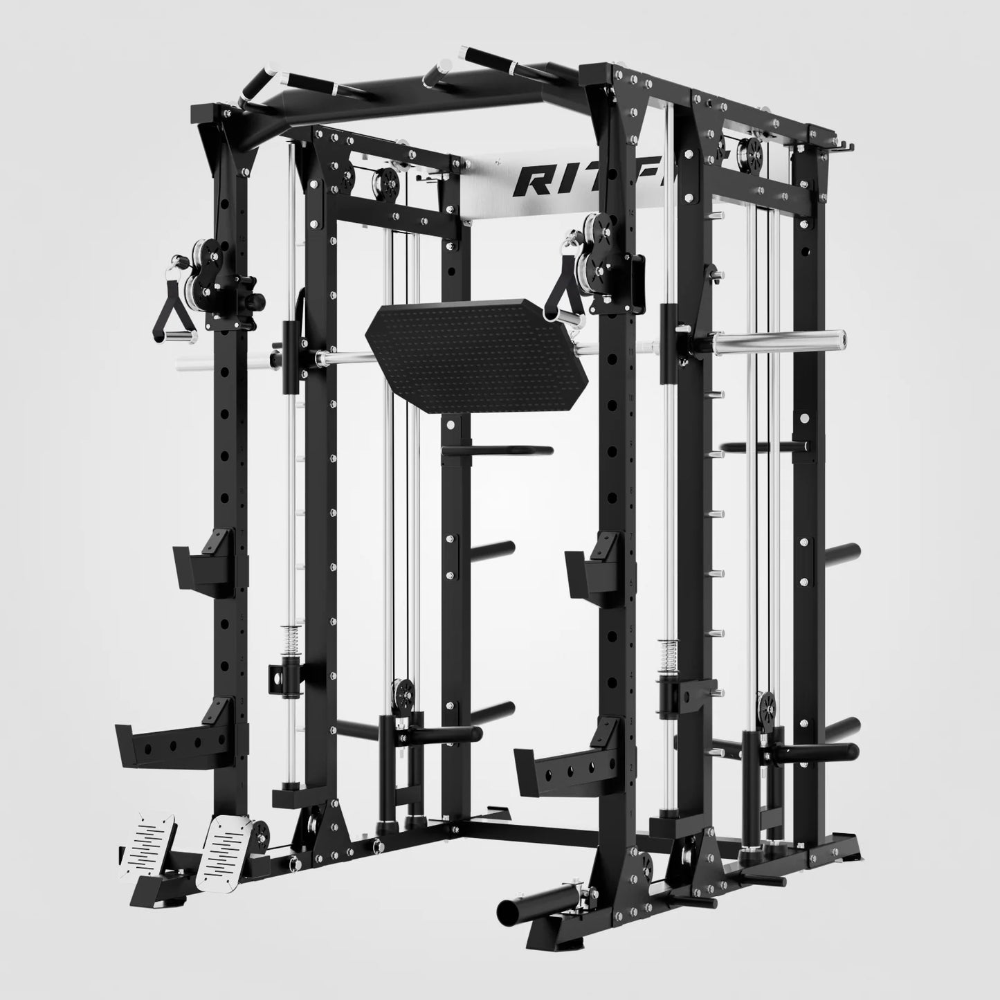 BUFFALO Multifunctional Smith Machine with Lat Pull down and Cable Crossover for Versatile Strength Training