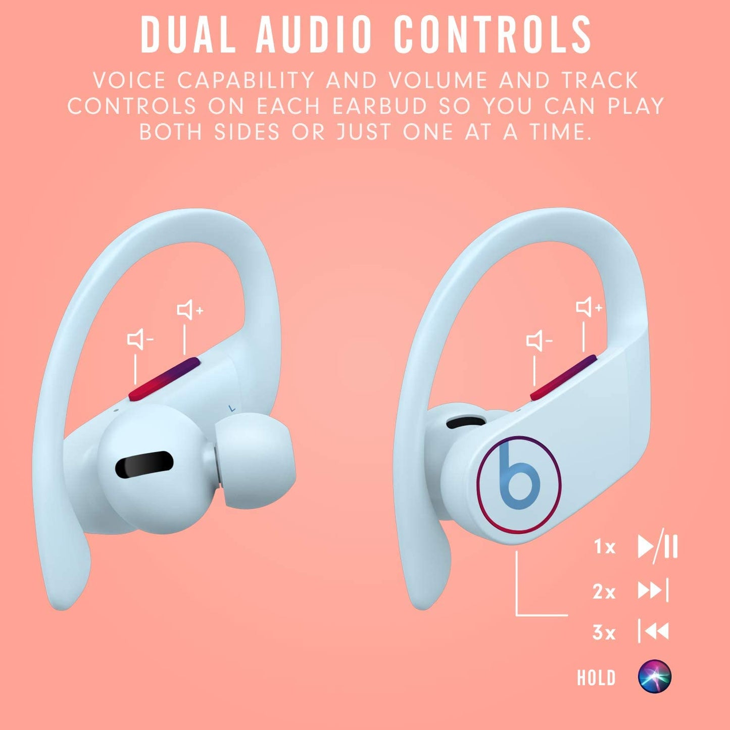 Power Pro Wireless Earbuds - H1 Headphone Chip, Class 1 Bluetooth Headphones, 9 Hours of Listening Time, Sweat Resistant, Built-In Microphone - Glacier Blue