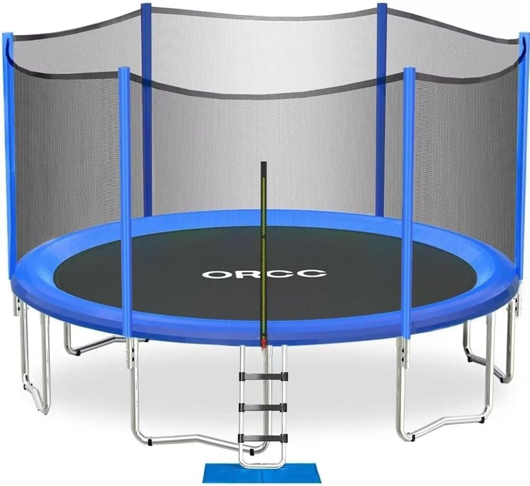 1200LBS Weight Capacity Trampoline 16 15 14 12 10 8FT with Basketball Hoop Water Sprinkler Spiral Ground Stakes Outdoor Yard Trampolines for Kids Adults