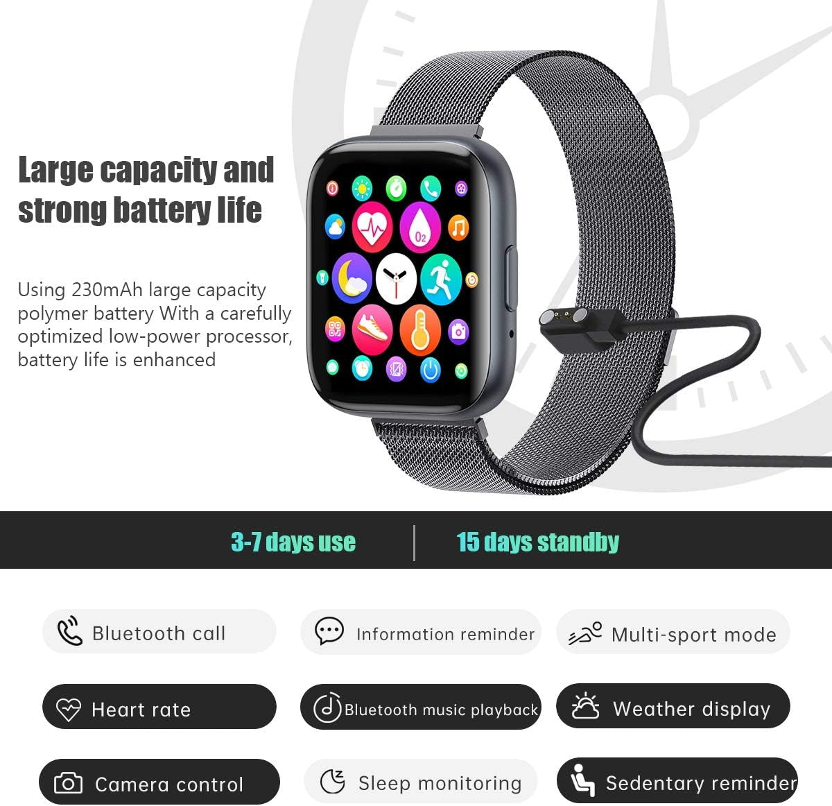 Smart Watch for Android Phones/Ios Phone, Fitness Tracker Watches for Men/Women, Blood Pressure Watch Heart Rate Monitor Smart Watches for Women, Digital Watch and Step Counter…