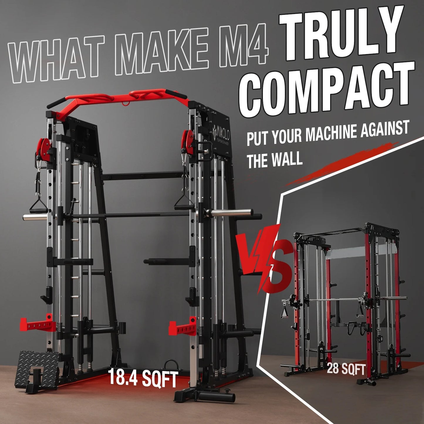 Smith Machine Home Gym, 2200 Lbs Power Rack Cage with Cable Crossover, Weight Bar, 360° Landmine, Barbell Holders and Other Attachments, Total Body Strength Training Cage