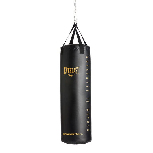 Heavy Leather Punching Bag, 80 Lb, Black & Gold