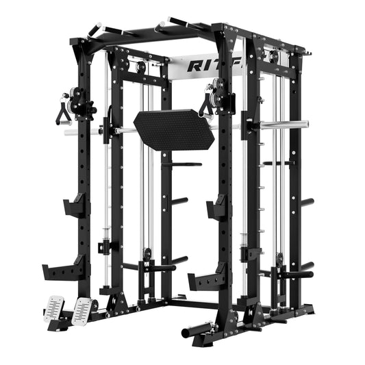 BUFFALO Multifunctional Smith Machine with Lat Pull down and Cable Crossover for Versatile Strength Training