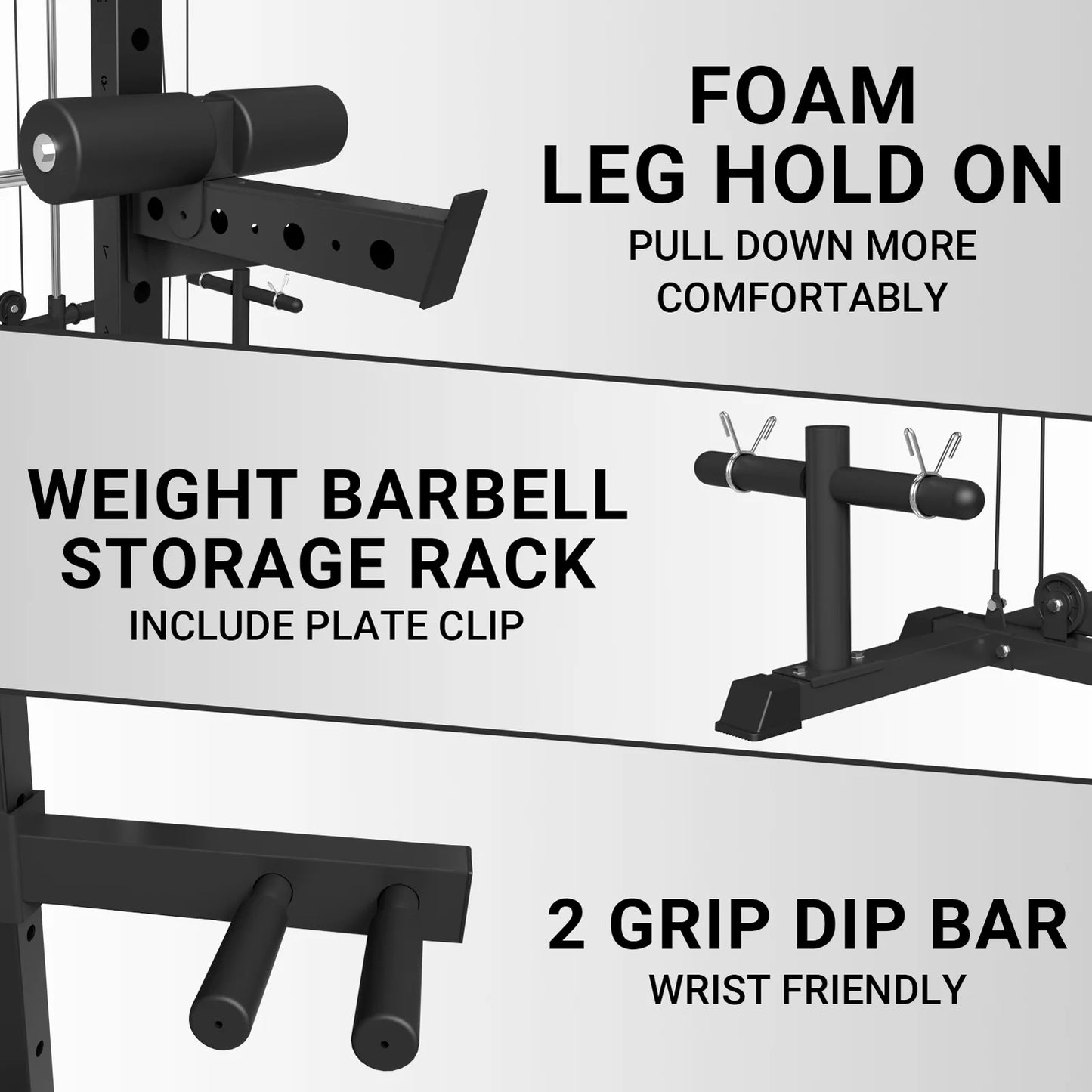 ER KANG Smith Machine Home Gym, 2000LBS Smith Rack with Cable Crossover and 800LBS Weight Bench, Home Gym Equipment