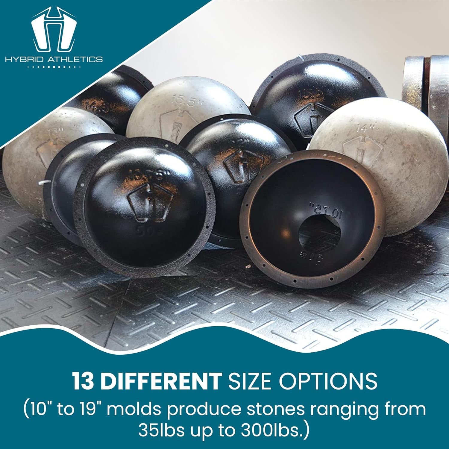 Atlas Stone Molds—Reusable, Heavy Duty Plastic Molds Make Smooth Concrete Stones from 10 to 19 Inches in Diameter. 35Lbs to 300Lbs