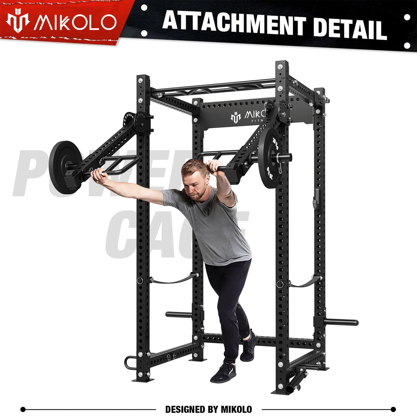 P5R 3X3 UPRIGHT POWER RACK with LEG CURL and EXTENSION ATTACHMENT