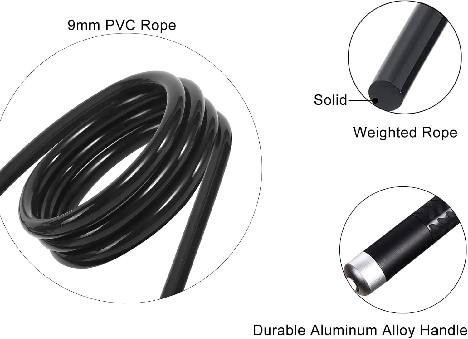 Weighted Jump Rope for Women,Men,Heavy Jump Rope with Adjustable Bold PVC Rope,Ball Bearing Aluminum Handle,Great for Crossfit Training, Boxing, and MMA Workouts