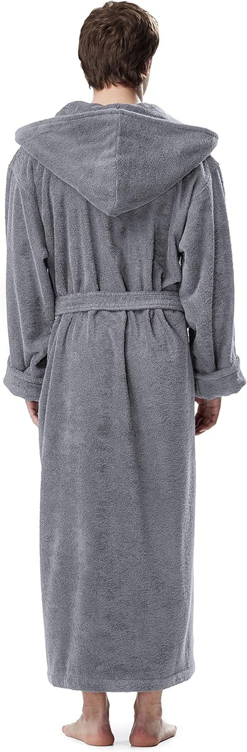 Men'S Hood'N Full Ankle Length Hooded Turkish Cotton Bathrobe