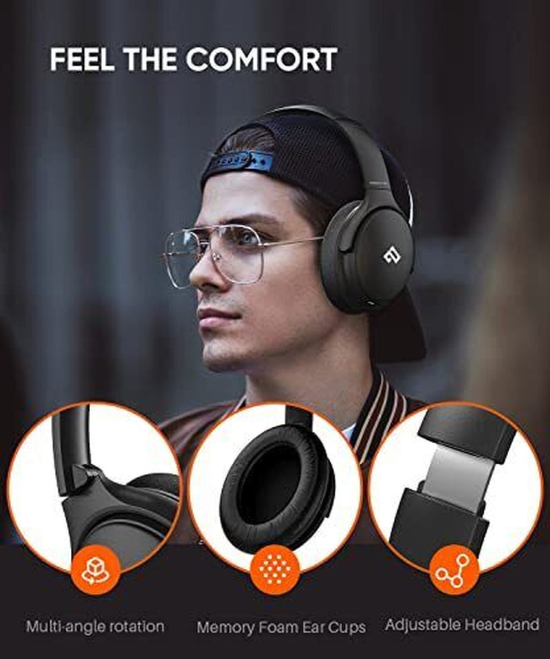 Active Noise Cancelling Headphones, H1 Wireless over Ear Bluetooth Black