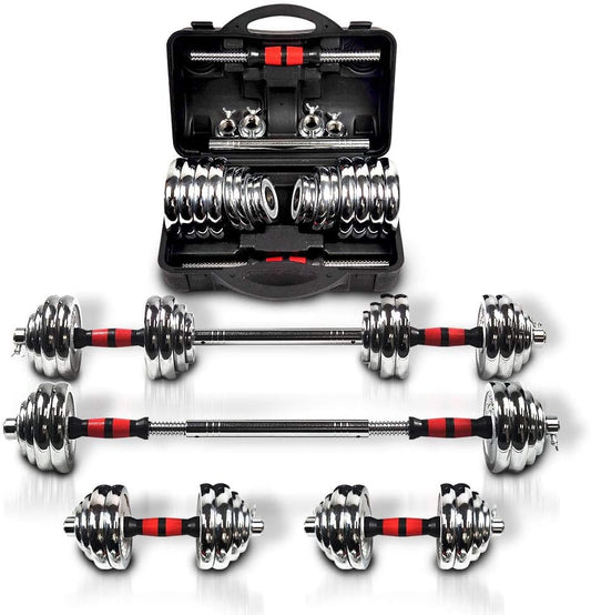 Adjustable Dumbbell Set Home Gym Cast Iron Barbell Sets with Carry Box 44Lbs 66Lbs 110Lbs Office Bedroom Workout Dumbbells for Men and Women