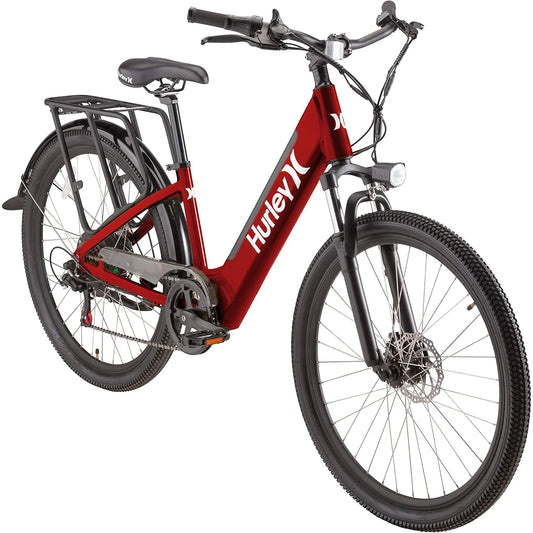 Pizza Bike 19" Electric Bike, 7-Speed, Rear Rack, Chili Red (HE-20-RD-19)