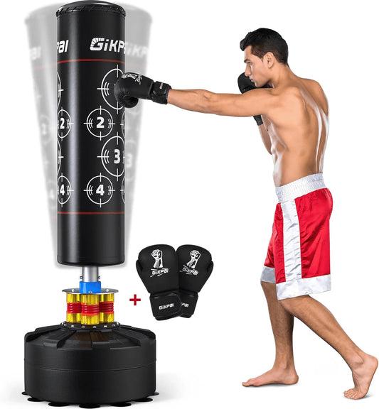 Indoor Freestanding Punching Bag for Adult Teens,70" -180Lbs Heavy Duty Fitness Training Bag with Suction Cup Base for MMA Muay Thai Fitness