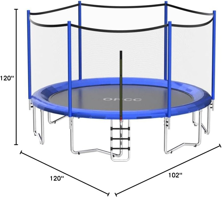 1200LBS Weight Capacity Trampoline for Kids 16 15 14 12 10 8 FT with Safety Enclosure Net Curved Poles for Children Outdoor Yard Trampolines