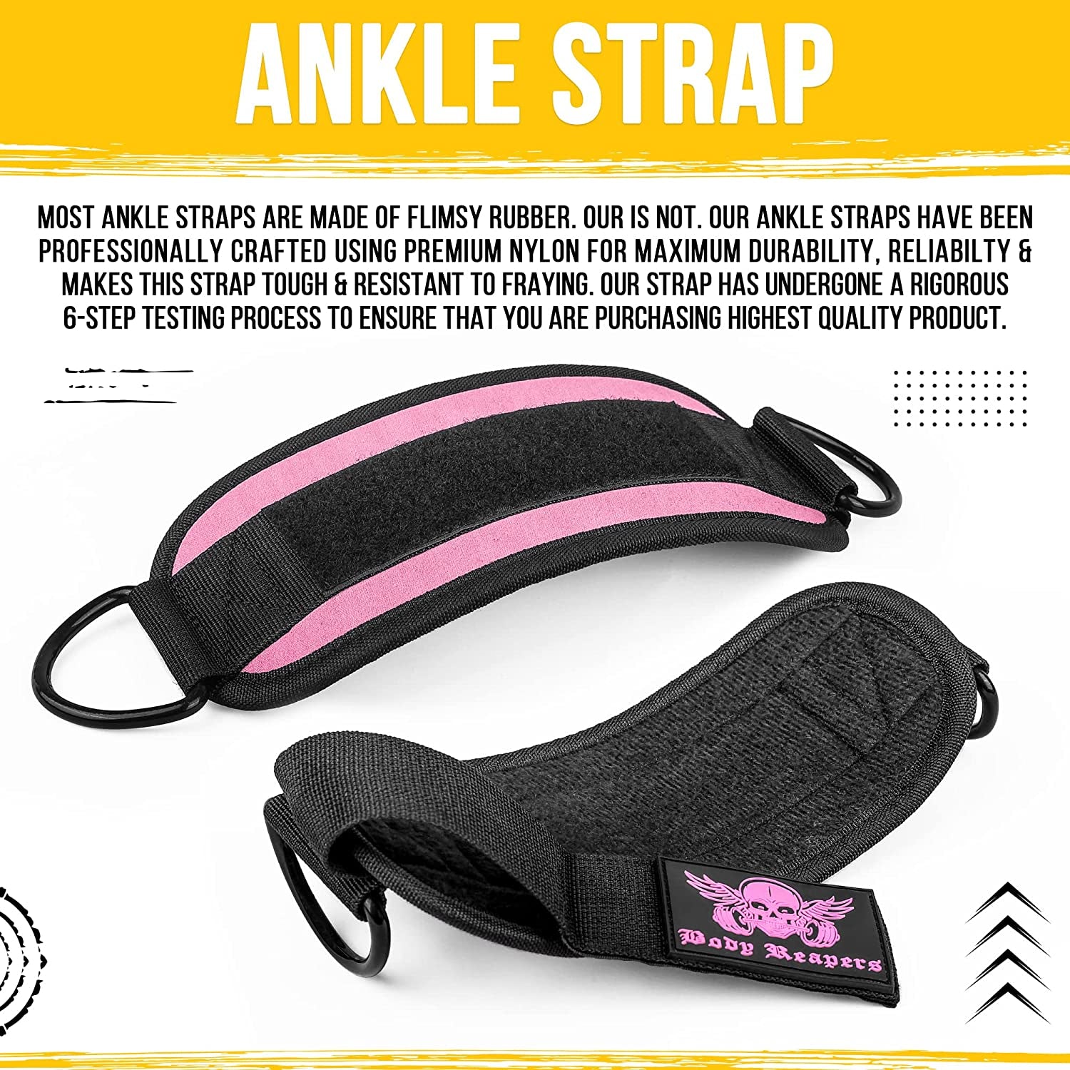 Gym Ankle Strap for Cable Machine with Adjustable Velcro, Durable Double D-Rings & Cushioned Design for Glute, Leg & Lower Body Exercises, Comfortable Workout Straps & Ankle Cuff