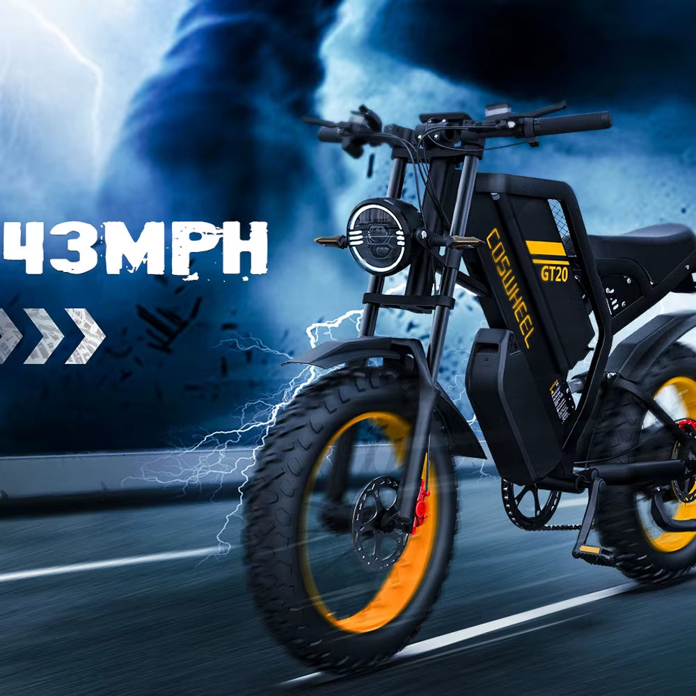 GT20 MAX EBIKE 2000W 60V 40Ah Fat Tire Powerful Electric Bike SAMSUNG BATTERY CELL Dual BATTERY Adult Mountain Ebike