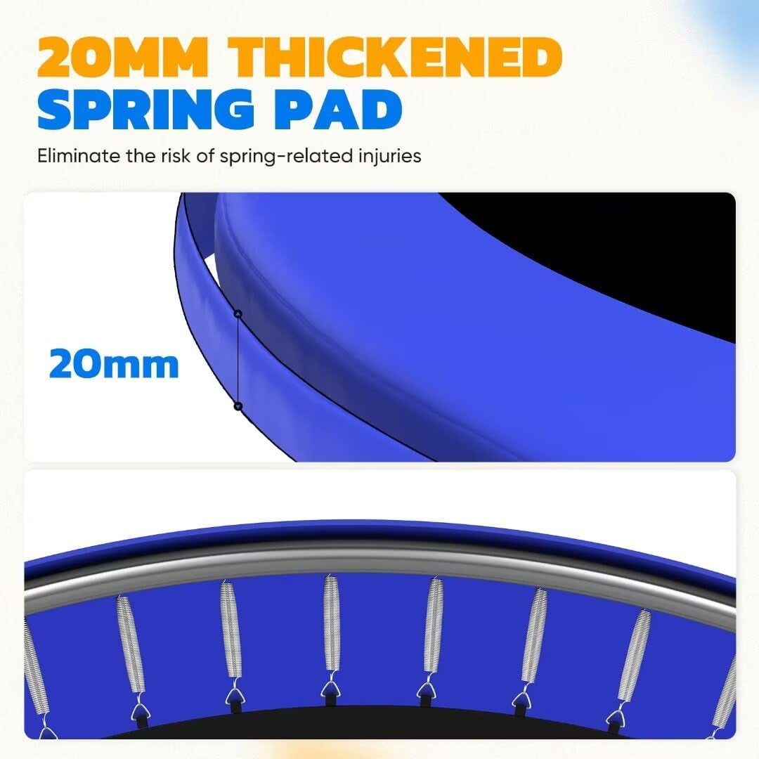 1200LBS Weight Capacity Trampoline 16 15 14 12 10 8FT with Basketball Hoop Water Sprinkler Spiral Ground Stakes Outdoor Yard Trampolines for Kids Adults