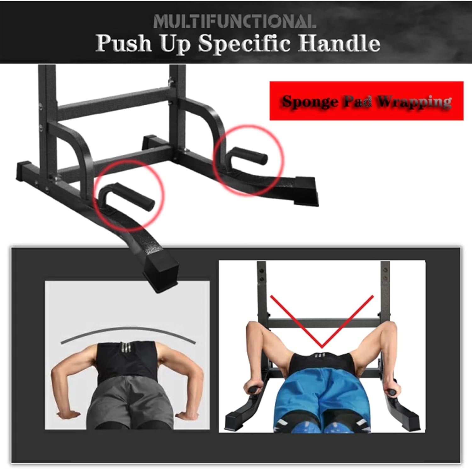 Pull up Bar Station, Power Tower, Dip Station with 3D Backrest, Multi-Function Strength Training Stand Rack, Adjustable Height Dip Bar for Home Gym Workout | Stand Fitness Exercise Equipment