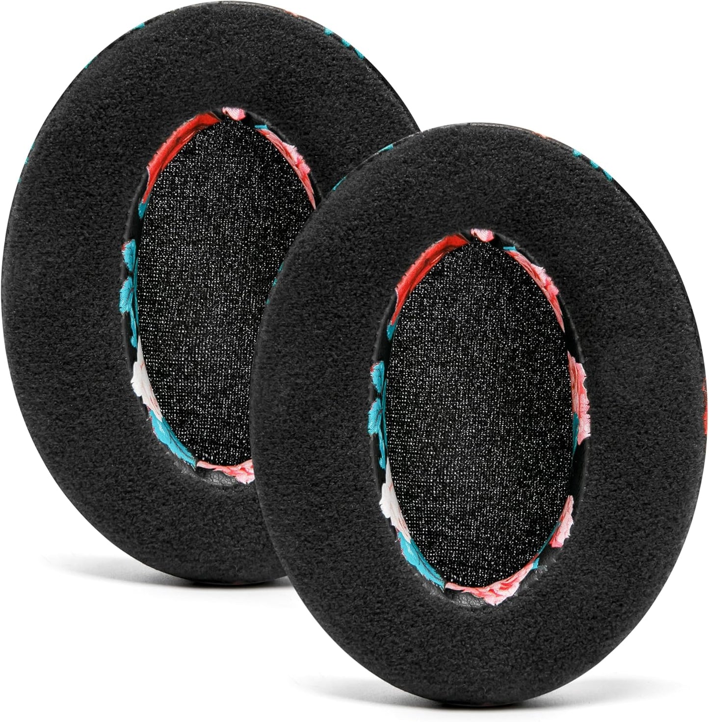 Padz Velour - the Ultimate Upgraded Earpads by Wicked Cushions - Compatible with Audio Technica, Hyperx, Steelseries Arctis & More - Extra Thick - Bigger Opening - Softer Memory Foam | Black Floral