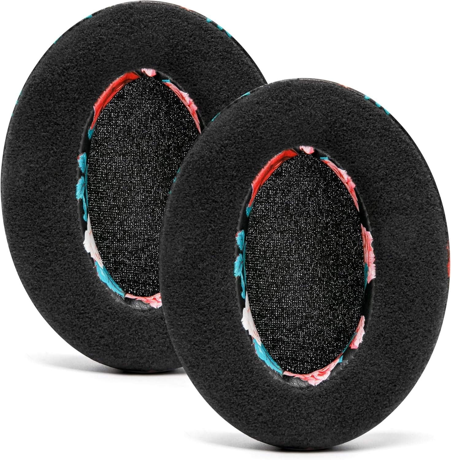 Padz Velour - the Ultimate Upgraded Earpads by Wicked Cushions - Compatible with Audio Technica, Hyperx, Steelseries Arctis & More - Extra Thick - Bigger Opening - Softer Memory Foam | Black Floral